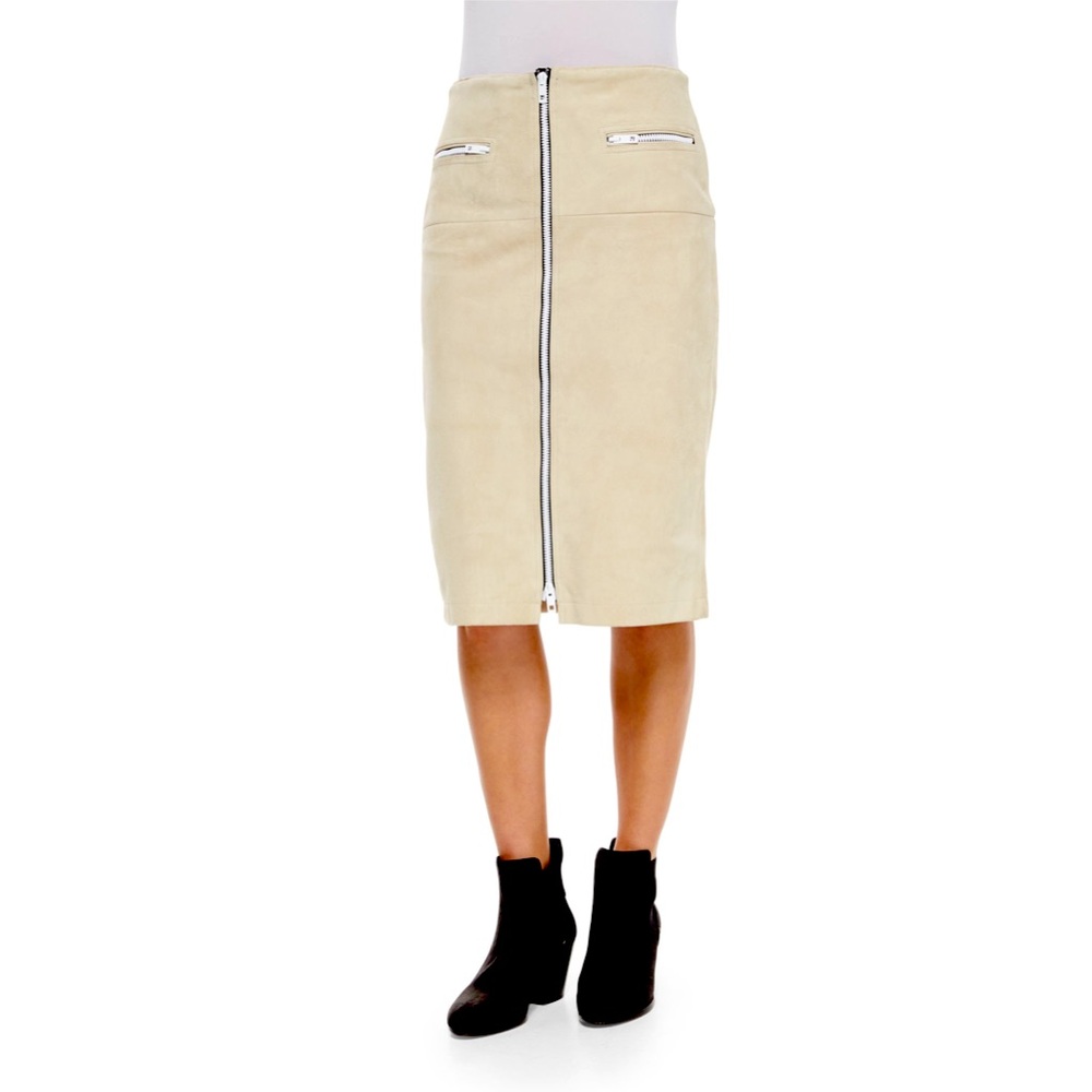 Rag and Bone Mid-length Suede Skirt w/ White Front Zipper - Size 4